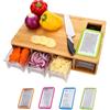 Jeap Tagliere in Legno di Bamboo con Grattugie e Contenitori | Kit completo con Contenitori e Utensili per tagliare, affettare e tritare | Ideale per verdure e formaggi | 40x26x9,5 cm