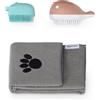 Amazon Basics Spazzola da Bagno per Cani con Asciugamano ad Asciugatura Rapida, Spazzola per la Toelettatura degli Animali Domestici, 2 Spazzole