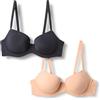Amazon Essentials Reggiseno a balconcino con ferretto Donna, Pacco da 2, Nero/Petalo Chiaro, 3D