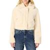 Amazon Essentials Giacca Corta Oversize in Pelliccia Sintetica con Colletto Donna, Crema, L
