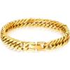 Bandmax Bracciale Uomo a Catena Cubana Massiccia in Oro Larghezza 8MM Lunghezza 23CM Braccialetto Uomo con Catena Pesante in Acciaio inossidabile Stile Hip Hop Punk Regalo per Ragazzi Uomini