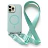 JIYUDZ JIYU Cover Magnetica per iPhone 14 Pro 6.1 con Cordino,Custodia Silicone Compatibile con MagSafe,Cover Silicone con Corda Collana Tracolla Laccio Regolabile,Menta verde
