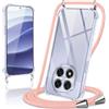 Coiwxmoi Cover per Xiaomi Redmi Note 14 PRO 5G/Poco X7 5G con Cordino 6,67,Trasparente Custodia con Laccio Tracolla Corda Catena Cinghia,Ultra Morbido Silicone TPU Antiurto Case, Oro Rosa