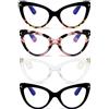 MMOWW Confezione da 4 Occhiali da Lettura con Donna Occhio di Gatto - Occhiali anti blu Comodie Alla Moda Grande Cat Eye +1.25
