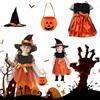 Azhong toys Costume di Halloween per Bambina, Costume da Strega di Carnevale per Bambina, Abito di Halloween con Cappello e Sacchetti di Caramelle, Costume Cosplay per Bambini dai 6 ai 7 Anni per Festa (140)