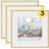 walther design New Lifestyle Cornice portafoto, in confezione da 3 pezzi, da 30 x 30 cm, colore oro