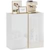 HOMCOM Mobile alto con 2 ante con chiusura ammortizzata e ripiano regolabile, stile moderno, credenza, sala da pranzo, cucina e soggiorno, 80 x 40 x 80 cm, bianco