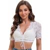Goxozzy Blusa Tirolesa para Mujer, Blusa Tirolesa De Encaje, Corte Estrecho Y Mangas Cortas para Un Look Festivo, Bianco, 46