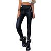 tinetill Pantaloni di Pelle Donna Leggings in Pelle PU Collant a Vita Alta Pantaloni Skinny Slim Fit in Ecopelle con Bottoni Pantaloni Aderenti Pantaloni Lunghi a Matita Streetwear