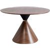 Kare Tavolo di design Cono, marrone, diametro 120 cm, spazio per 4-6 persone, moderno tavolo rotondo da pranzo, mobili da tavolo per soggiorno, in fibra di noce a media densità, 76 x 120 x 120 cm