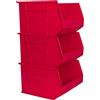 Akro-Mils 30270 AkroBins Plastic Storage Bins, Space-Saving Stackable Bins for Garage, Pantry, Craft Organization, 45,7 cm x 41,9 cm x 27,9 cm, Red, 3-Pack