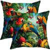 Generic Set di 2 federe per cuscini tropicali colorate, pappagalli e farfalle, decorazione per la casa per soggiorno, divano, letto, 50 x 50 cm