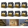 Arotelicht Set 8 Faretti Segnapasso LED da Parete 230V 3W con Sensore di Movimento | Luce Calda 3000K IP44 Impermeabile Nero, Lampada da Incasso per Scale e Gradini Interni ed Esterni