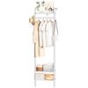 YMYNY Appendiabiti da Parete, Mobile da Ingresso, Alto 180CM Attaccapanni da Terra, Attaccapanni Muro Scaffale, per camera da letto, soggiorno, Stile Industriale, Bianco HGR003W