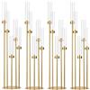 MYOYAY Set di 4 candelabri da pavimento a 5 bracci, alti 100 cm, centrotavola per tavoli, set di candelieri in metallo con paralume in acrilico, per feste di nozze, decorazione della casa (oro)