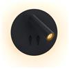 Alpinaluz Applique da parete LED 3 W Faretto orientabile + 6 W luce ambientale, design moderno nordico, alluminio nero, interruttori indipendenti, 3000 K bianco caldo