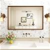 WEER Specchio da Parete Vintage, 60x90 cm Cornice Polimero Specchio da Bagno Marrone con Effetto Legno Impermeabile Specchi Decorativo Rettangolare per Camera Letto Soggiorno Orizzontale o Verticale