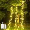 Acxilexy Luci a Cascata Batteria, 10 Fili 2M 200 LED Filo di Rame Ghirlanda Luminosa, Impermeabili Fascio di Luci, 8 Modalitàluci di Ramo di Vigna con Telecomando per Esterno Interno Decorazioni