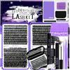 DNSGOOR Kit di Estensione Ciglia 840Pcs DIY Ciglia Finte Cluster con Scatola per Ciglia Specchio,Lash Bond and Seal,Rimuovi Ciglia,Pinzette,Pennello,Mini Applicatore