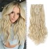 Elailite Extension Clip Capelli Ricci Mossi Clips in Extensions Bionde 8 Fasce Full Head Lunghi 42cm Biondo Chiarissimo