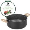 KASANOVA, Casseruola Antiaderente Black Stone di Kasanova, Antiaderente, Leggera, Adatta a Induzione, Design Elegante con Manici Effetto Legno (26 cm)