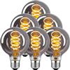 HUSTUNG Lampadine LED E27, Dimmerabile Lampadina LED 4W (Equivalente a 40W) G80 Edison Vintage Lampadina LED E27 Luce Calda 2700K - Grigio, Pacco da 6