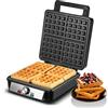 FOHERE Piastra per waffle a 4 fette 1200 W, antiaderente, acciaio inossidabile