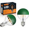KOOYWAN Lampada a LED G80 Filamento LED E27 6W 2700K testa specchiata Verde dimmerabile 2pcs