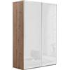 Composad | Armadio della Linea SYSTEMA, Armadio a 2 Ante Scorrevoli, Camera da Letto, (LxAxP) 150x223x67 cm, Colore Rovere oak Mielato e Bianco Laccato, Made in Italy