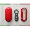 Car Passion Cover Chiave Guscio + Tasti TASTINI in Gomma Compatibile con Fiat 500 Grande Punto Evo Bravo Panda 500L Lancia Y YPSILON MUSA Delta SCOCCA Rosso Rubino