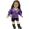 Sophia's - 18 Doll - Outfit da calcio, palla, calzini, tacchette e guarbye shin - viola/nero