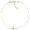 Amen Bracciale da Donna Collezione Croci in Argento 925. Lunghezza Pari a: 16 + 3 cm, con Finitura in Oro e con zirconi Bianchi. La referenza è: BRCROGBZ