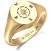 Kuzzoi Anello da uomo in argento sterling 925 placcato oro, con bussola, con simbolo rosa dei venti in argento sterling 925, con sigillo marittimo, misura anello da 60 a 66, 0601292825, 62