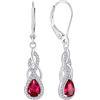 YL Orecchini Infinito Nodo Argento 925 con pietra portafortuna di Luglio Rubino Pera Orecchini per Donna