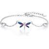 REDSUN Braccialetto, Braccialetti, Bracciali con libellula, in argento Sterling 925, regolabile, blu, per donne e ragazze, Argento sterling