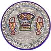Armenian Ceramics Piatto Armeno in Ceramica Decorata, Pane e Mosaico Pesci, 21 cm