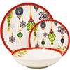 NAMAI -Set Piatti Natale Per 6 Persone - Adatta alla Lavastoviglie - Porcellana -18 Pezzi - Servizio Natalizio (SFERE)
