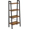 VASAGLE Scaffale a Scala, Libreria a 4 Ripiani, Scaffale Portaoggetti, per Soggiorno Camera da Letto Cucina Studio, Stile Industriale, Struttura in Acciaio, Marrone Vintage e Nero LLS44X