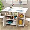 BAKAJI Tavolo da Pranzo Tavolino Mobile Cucina con Scaffali Armadietto Salvaspazio Portaoggetti con Ante Ripiani Ruote Scrivania Multiuso in Legno MDF Design Moderno Arredamento