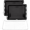 ICQN Set 2 Leccarde Smaltate 46x37x3 cm + Griglia per Forno, Compatibile con Beko, Bosch e Samsung