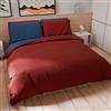 PETTI Artigiani Italiani - Set Copripiumino Matrimoniale 240x220 cm (2 Federe 50x80 cm Incluse), Parure Copripiumino Morbida Microfibra Tinta Unita Bordeaux - Blu Notte
