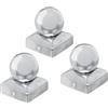 Alberts GAH-Alberts 327217 327088 - Tappo per pali in legno, con testa a sfera, in acciaio INOX, 70 x 70 mm, set da 3 pezzi