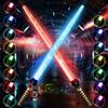 MKAKYES Spada Laser, 2 Pezzi 2 in 1 Lightsaber Telescopiche Giocattolo, 15 Colori Modificabili con Luci LED Ed Effetti Sonori per Bambini Adulti Adolescenti, Spade Laser per Halloween Cosplay