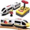 TOPLIVING Treno motorizzato per binari in legno, treno telecomandato con collegamento magnetico, treno locomotiva a batteria per bambini, compatibile con Thomas, Brio, Chuggington