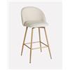 DiKasa Sgabello Chiara in Tessuto Beige con Gambe in Metallo Effetto Legno Chiaro per Cucina e Bar, Design Moderno e Versatile, Senza Braccioli, Facile da Pulire