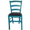 Sedam Srl Set Sedia Venezia Paesana, Legno Massello, Vari Sedute e Colori, Imbottita Paglia o Massello Cucina Casa Ristorante Agriturismo, Alta qualità (Azzurro, Seduta Imbottita Nero, 4)