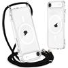Yoedge Magnetica Trasparente Cover per iPhone 17 Air con Cordino 6,6, [Compatibile con MagSafe] Custodia con Collana Sottile Morbida Silicone TPU Antiurto Bumper Protettivo Case con Magneti, Nero