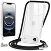 Vauki Cover con Cordino per iPhone Air,Custodia con Laccio Collana Tracolla Trasparente Silicone TPU+PC Bumper Back Antigraffio Proteggere Case Corda per iPhone 17 Air,Nero