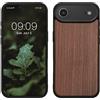 kwmobile Custodia Compatibile con Apple iPhone Air Cover - Protezione in Legno per Smartphone - Back Case con Bumper in Silicone TPU - Marrone Scuro