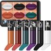 GL-Turelifes Matte Lip Gloss Bianco Verde Nero Viola Trucco per Labbra Anti-sgocciolamento, rossetto liquido non sbiadente, duraturo per cosplay di Halloween (Set 01)